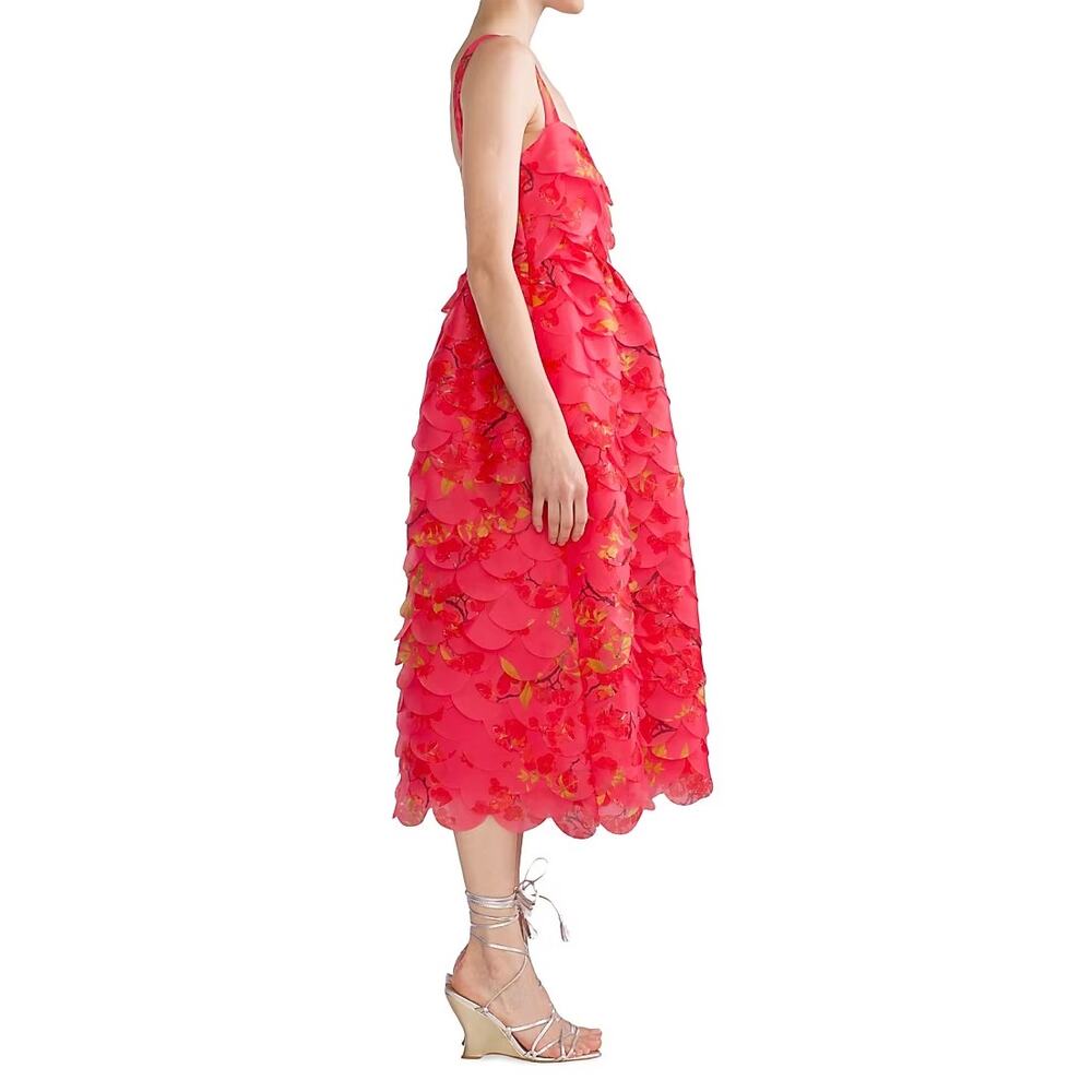Cynthia Rowley Scalloped Petal Midi Dress floral cherry blossom pink size 4 - Picture 4 of 16